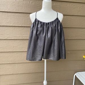 NEW! Express Womens Size XS Top Metallic Gray Black Layered Dressy Blouse Fancy